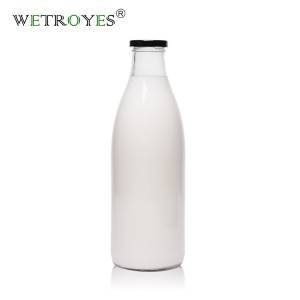 1000ml Glass Milk Bottle with 43mm Metal Lids