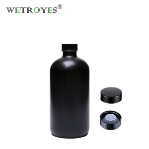 Matte Black 16oz 500ml Glass Beverage Bottle with Phenolic Lid