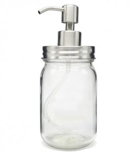 12oz Glass Mason Jar with 304 Stainless Steel Soap Dispenser Pump