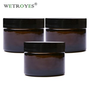 Amber Straight Side Glass Jar 1 oz With Black Plastic Lid