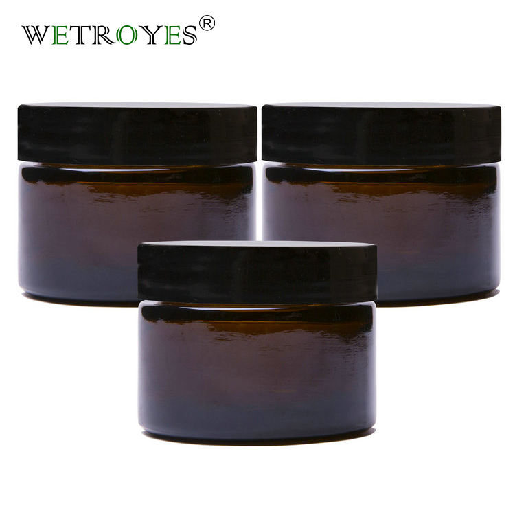Amber Straight Side Glass Jar 1 oz With Black Plastic Lid Featured Image