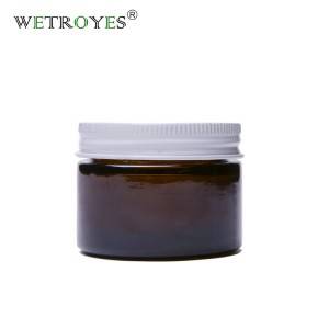 Factory Price 1oz 30ml Amber Glass Cream Jar with White Metal Lid