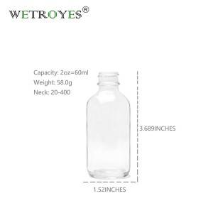 Wholesale 2oz 60ml Clear Round Glass Essential Oil Bottles