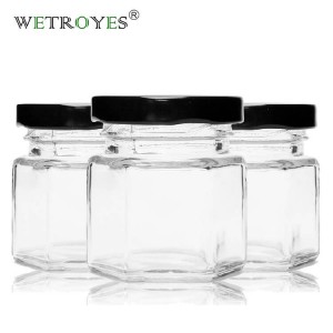 45ML Hexagon Glass Food Canning Jar With Lug Cap