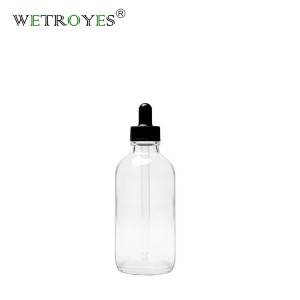 4 oz Clear Boston Round Bottle with Black Glass Dropper for CBD Oil