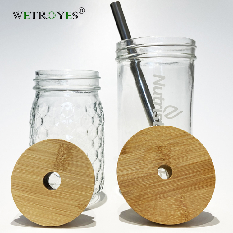 86mm Mason Jar Bamboo Lids with 15mm Boba Straw Hole Featured Image