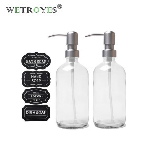 240ml 8oz Clear Glass Hand Soap Bottle with SS Pump