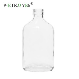 200ML Clear Flat Shape Liquor Glass Bottle With Screw Cap