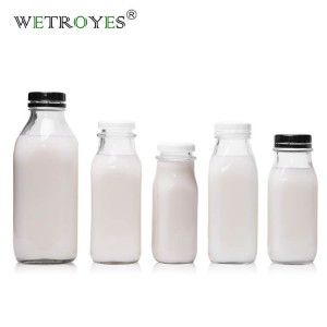 8OZ Suqare Milk Glass Bottle With Screw Cap