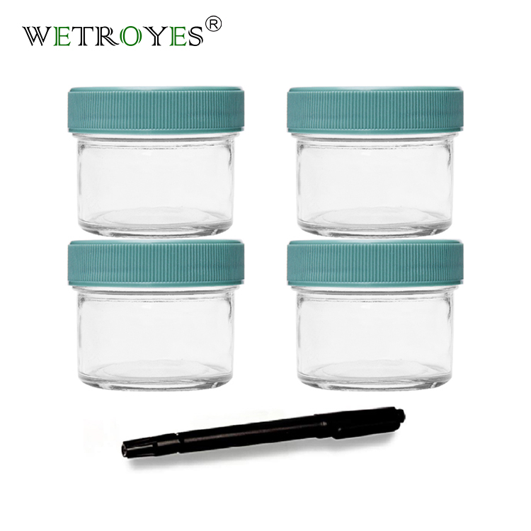 16 oz Clear Glass Borosilicate Jar with Bamboo Silicone Sealed Lid (6 Pack)