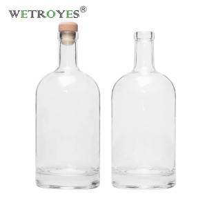750ML Clear Nordic Whiskey Glass Bottle With Cork