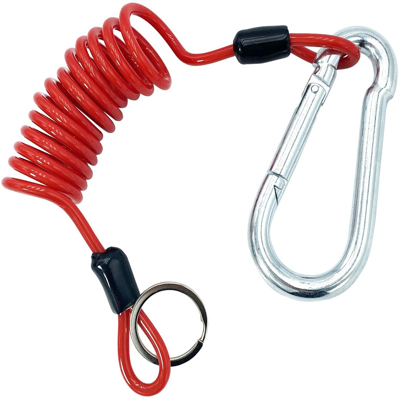Безбедносен кабел со 4 ножни намотани отцепени кабли за приколка за приколка RV за итни случаи - жици за кабел за сопирање, намотана жица за влечење со пружини