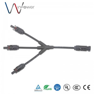1500V Solar Connector Y-Branch 1 ka hatramin'ny 3 Solar Panel Connector 30A IP67 dc active male female extension Cable