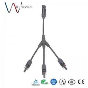 1500V Solar Connector Y-Branch 1 ຫາ 3 Solar Panel Connector 30A IP67 dc active male female extension Cable