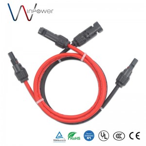 Customized Solar Cable Harness IP67 Waterproof 1500V dc Twin Extension Cable nrog PV Connector Txiv neej + Poj niam