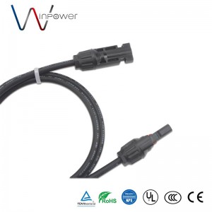 Oanpaste sinnekabelharnas IP67 Waterproof 1500V dc Twin Extension Cable mei PV Connector Male + Female