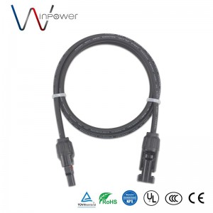Customized Solar Cable Harness IP67 Waterproof 1500V dc Twin Extension Cable with PV Connector Male + Female