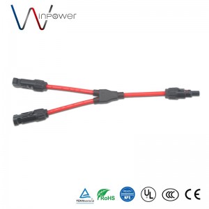 y-splitter 1 ruo 2 eriri anyanwụ panel IP67 Wire Pv Parallel Connector nwoke na 2 nwanyị eriri eriri anyanwụ