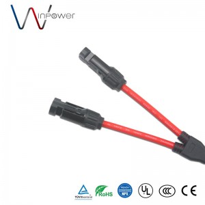 Y-splitter 1 à 2 cable di pannellu solare IP67 Wire Pv Parallel Connector maschiu à 2 femmina Fascia di cable solare