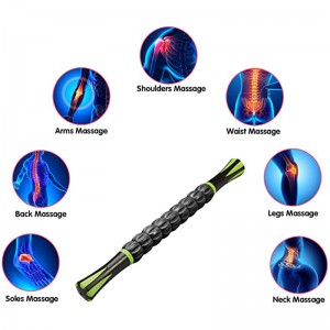Muscle Roller Massage Stick Tool for Athletes, 18 Inches Muscle Roller for Relieving Muscle Soreness, Soothing Cramps, Massage, Physical Therapy & Body Recovery Black