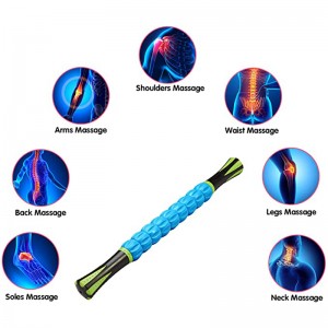 Muscle Roller Massage Stick Tool for Athletes, 18 Inches Muscle Roller for Relieving Muscle Soreness, Soothing Cramps, Massage, Physical Therapy & Body Recovery Blue