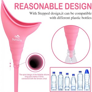 Female Urination Device, Reusable Female Urinal Silicone Women Pee Funnel Allows Women to Pee Standing Up, Portable Womens Urinal is The Perfect Companion for Camping,Outdoor,Travel（Pink）
