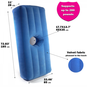 YBY-023 The Original Brazilian Butt Lift Bed with Hole, Inflatable BBL Mattress – Dr. Approved for Post Surgery Recovery, Waterproof Flocked Top Comfortable & Supportive + Carrying Bag and Air Pump