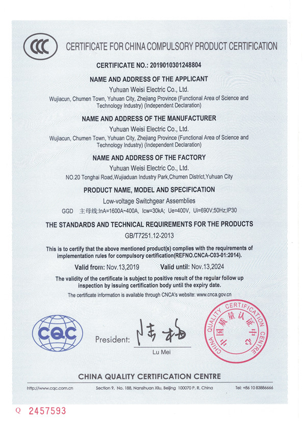 GGD-CERTFICATE FOR PRODUCT CERTIFICATION