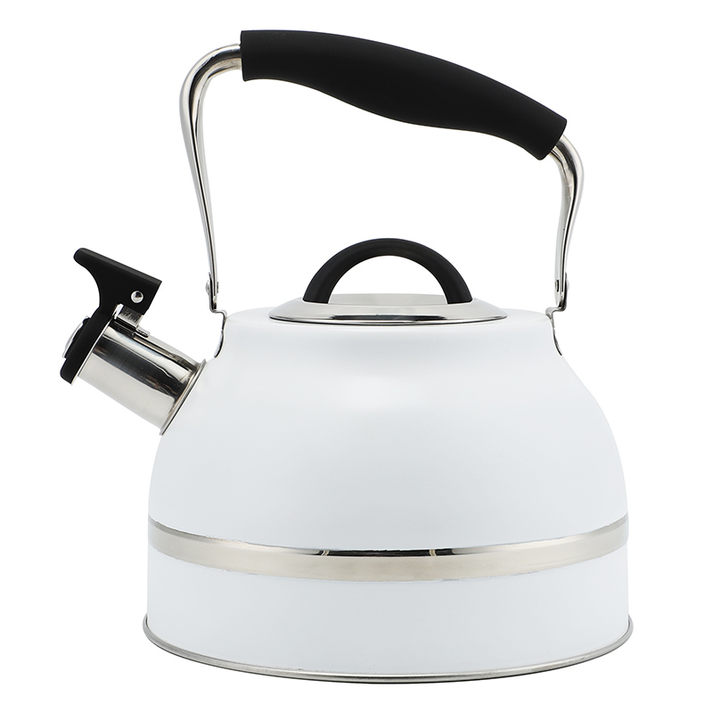 Tea Kettle Food Grade Stainless Steel, Metsi a Chesang a Bola kapele, Folding ea Cool Touch, 1.5-Quart, Brushed with Black Handle Image Featured