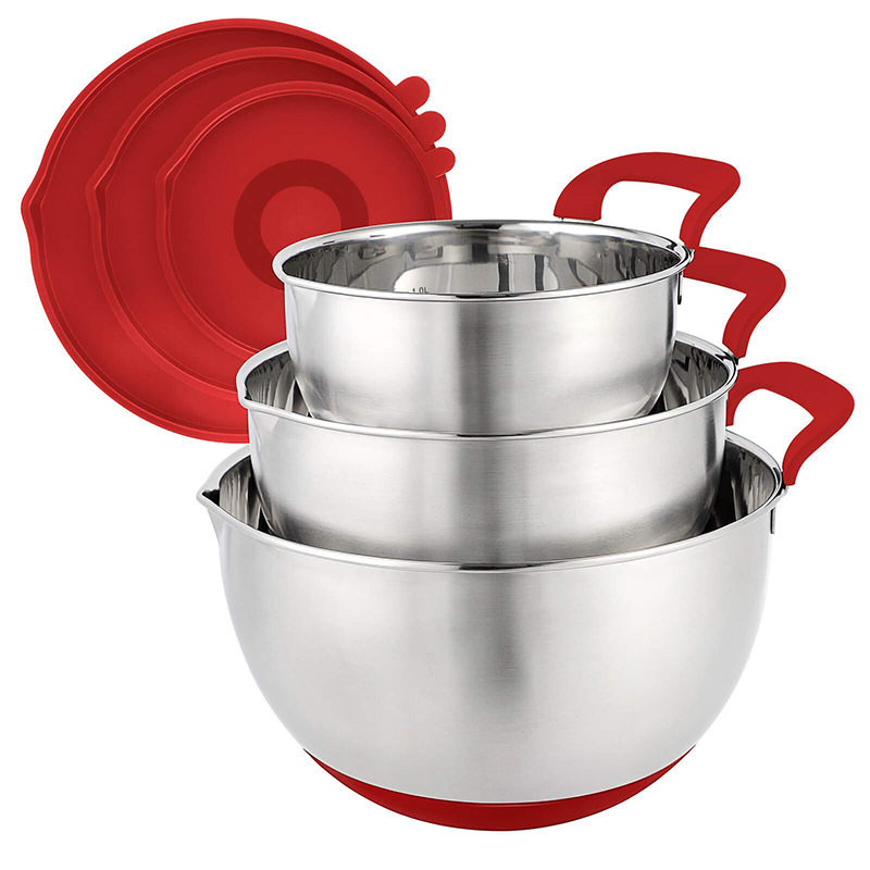Kopanya Likotlolo tse nang le BPA Free Airtight Lids Stainless Steel Nesting Bowls with Pour Spout 1.5, 3, 5 QT Image Featured