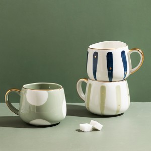 Скандинавська креативна керамічна чашка для кави об’ємом 370 мл, побутова чашка для води, чашка для молока, інкрустована золотом, чашка для пар