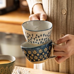310 ml japanska vintage keramička šalica šalica s rukohvatom za doručak Mlijeko ovsene pahuljice kava otporna na toplinu Uredska šalica za kućno posuđe za piće