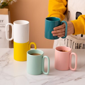 Taza de cerámica creativa nórdica con mango ovalado, taza de porcelana única para café, té, leche, agua, cocina, oficina, hogar, decoración de mesa, regalo