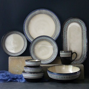 Special Design for Stoneware Dinnerware Sets With Serving Pieces - Marketing creative exotic diamond-shaped plaid tableware person Direct dinner set – Win-win