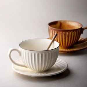Japanese Style Simple White Cup and Saucer Modern Design Creative Coffee Cup Tableware Furniture Decoration Couple Cup Travel