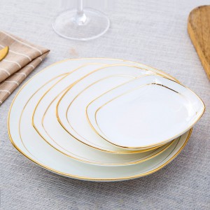 Европска креативна светла, луксузна златна квадратна керамичка плоча Западни тањир за вечеру