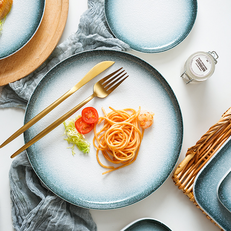 Тањир за бифтек Емајлиране тањире чиније Посуда за домаћинство сет за вечеру Керамички тањир у европском стилу Истакнута слика