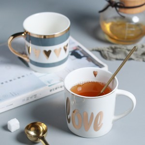 350ml Outline In Gold Ceramics Mug Simple Letter Coffee Milk Mug