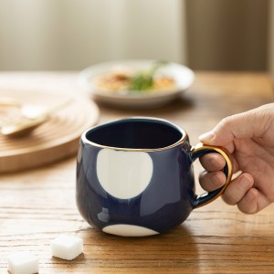 370ml Nordic creative ceramic coffee cup household water cup milk mug gold inlaid couple mug