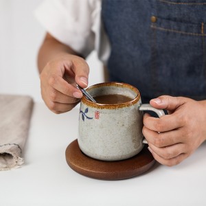 380ml Ceramic Coffee Mug Retro Style TeaMug Large Capacity Breakfast Milk Mug Water Mug Coffee Mugs Creative Gifts Drinkware