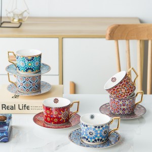 Мароканска светла луксузна керамичка шоља за кафу у европском стилу Мала луксузна шоља за кафу и сет тањира Кућна шоља за цветни поподневни чај