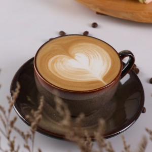 युरोपियन ग्लेझ्ड तारांकित सिरॅमिक कॉफी कप फॅन्सी कॉफी लॅट आर्ट कप आणि सॉसर सेट कॉफी कप सेट