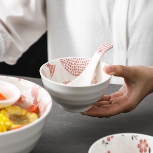4.5 inch ceramic rice bowl porcelain tableware thread underglaze color glaze hand-painted ceramic bowl