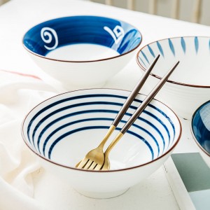 8 инча јапанска Рамен чинија за салату Посуда за тестенину од пиринча Воћна чинија за супу Здела за рамен резанци Керамички прибор за јело у микроталасној пећници
