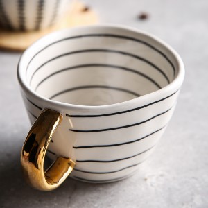 Креативна ручно осликана керамичка шоља шоља за чај шоља за кафу са златном ручком шоља за чај за доручак шоља за млеко у кухињи посуђе