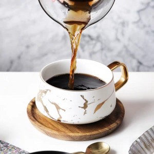 Луксузне нордијске мермерне керамичке шољице за кафу Згуснуте шољице за кафу Кафе Чај доручак Шољице за млеко Одело са тањирићима са сет кашика за јело Инс