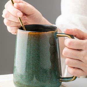 550 ML European-Style Large-Capacity Ceramic Mug Simple Couple Mug Large Nordic Retro Coffee Mug Big Belly Mug