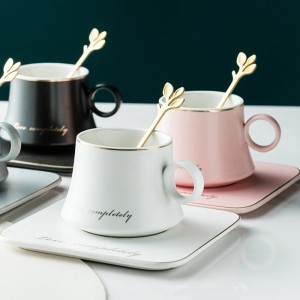 European porcelain Ceramic mug Soy milk Breakfast Condensed Coffee Tea Cup and saucer sets gold spoon mugs Christmas Cups