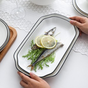 Бели сет тањира за јело Керамички кухињски тањири Сет посуђа Тањир за јело