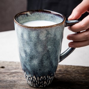 475ml Starry European Retro Ceramic Mug High Mug Large Capacity Simple Hand Painted Coffee Mug Nordic Style Mug